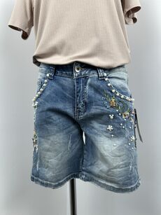 NEW COLLECTION Spodenki jeansowe z perełkami